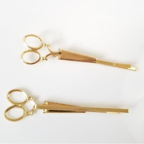 Hair Clips Gold Scissors set of 2  Hair Pin Novelty - Picture 6 of 8
